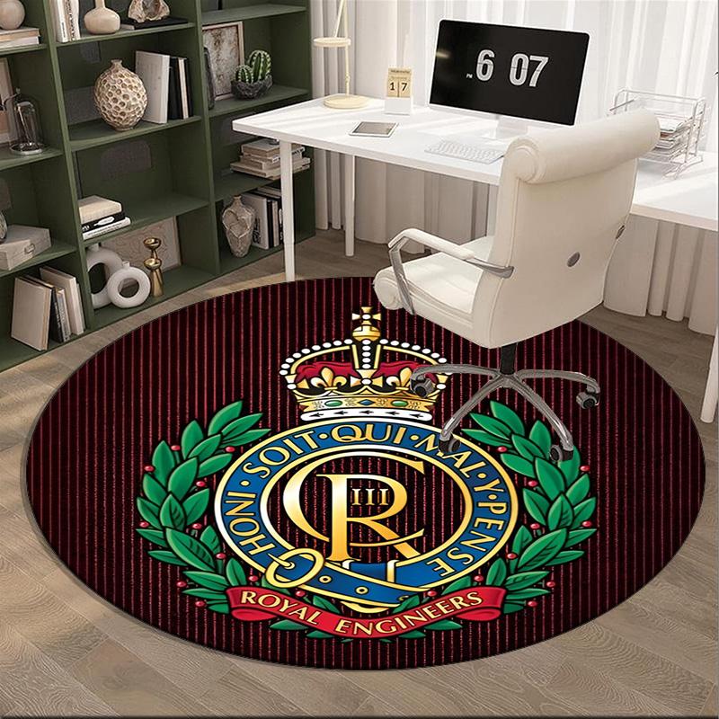 Royal Engineers Crest Emblem Round Rug for Livingroom,Bedroom, Palyroom, Chair Rug, Area Rug, Circle Carpet, Fan Christmas Gift