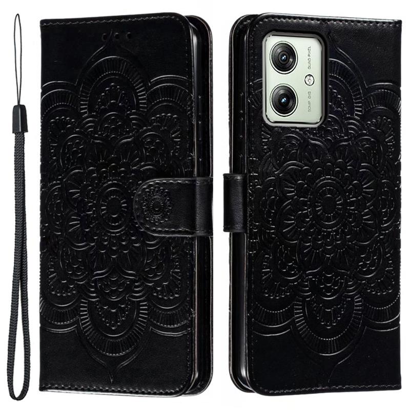 For Motorola Moto G54 5G Case PU Leather Mandala Imprinted Design Wallet Phone Cover