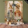 2PCS Cute Bunny Pattern Printed Curtains, Animated Cartoon Easter, Kids Room Rod Pocket Decoration Curtains, Holiday Gifts