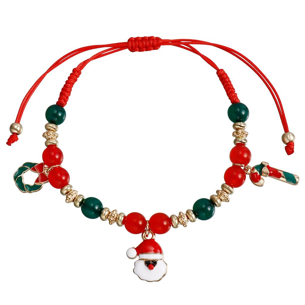 European and American Christmas Ornaments, Hand-woven Beaded Bracelet Sets, Snowman Elk Bells, Chinese Red Jewelry Gifts