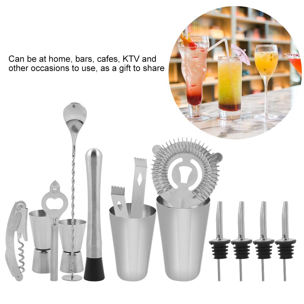 14pcs Stainless Steel Cocktail Shaker Mixer Drinker Drinking Tool Bar Gift (600?450ml)