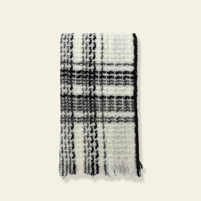 Women's Wool Muffler Neck Warmer Couple Check Tweed Shawl 500YMNC