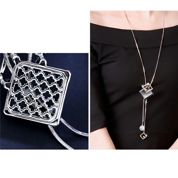 Kvinnors Eleganta Enkla Geometriska Dubbla Tofsar Långt Halsband Minimalistisk Design Mångsidig Stil för Matchning med Tröjor Vardagskläder Fest