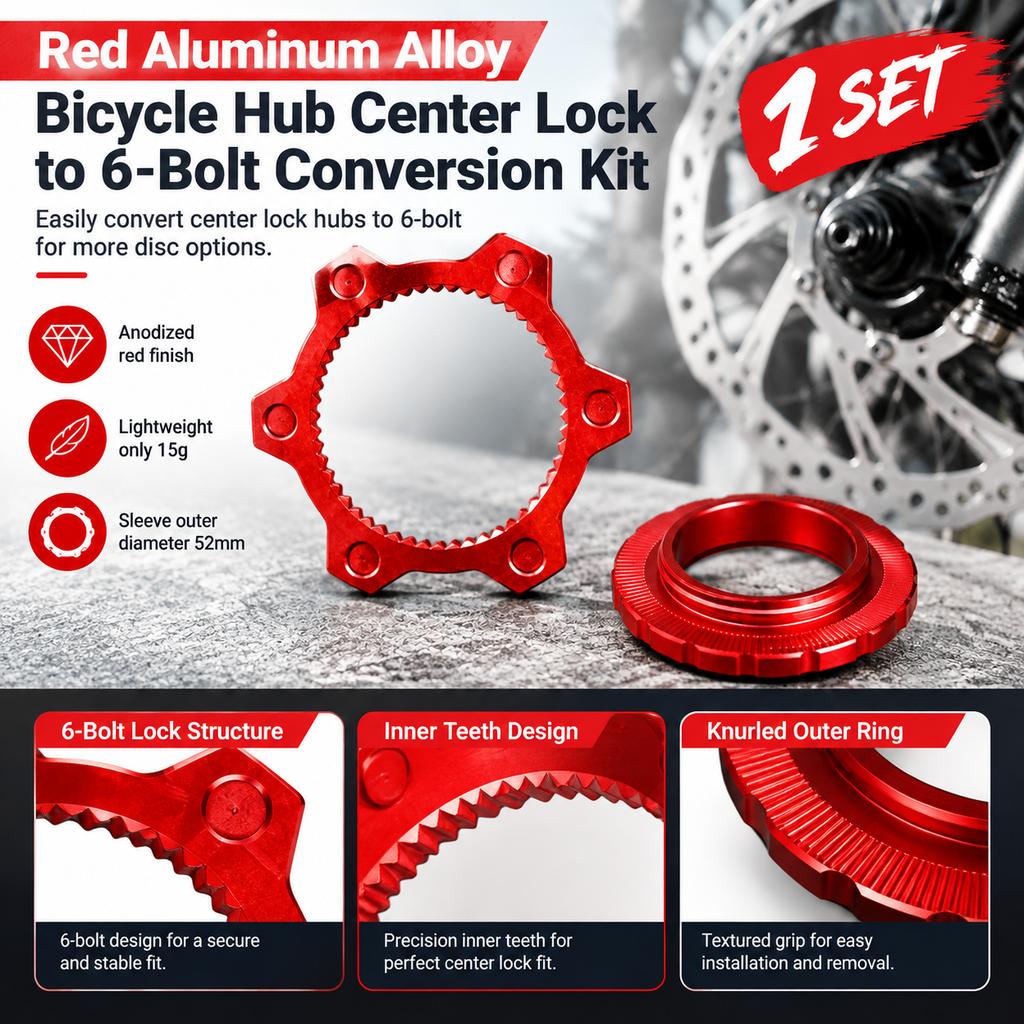Bicycle Hub Center Lock to 6-Bolt Conversion Kit
