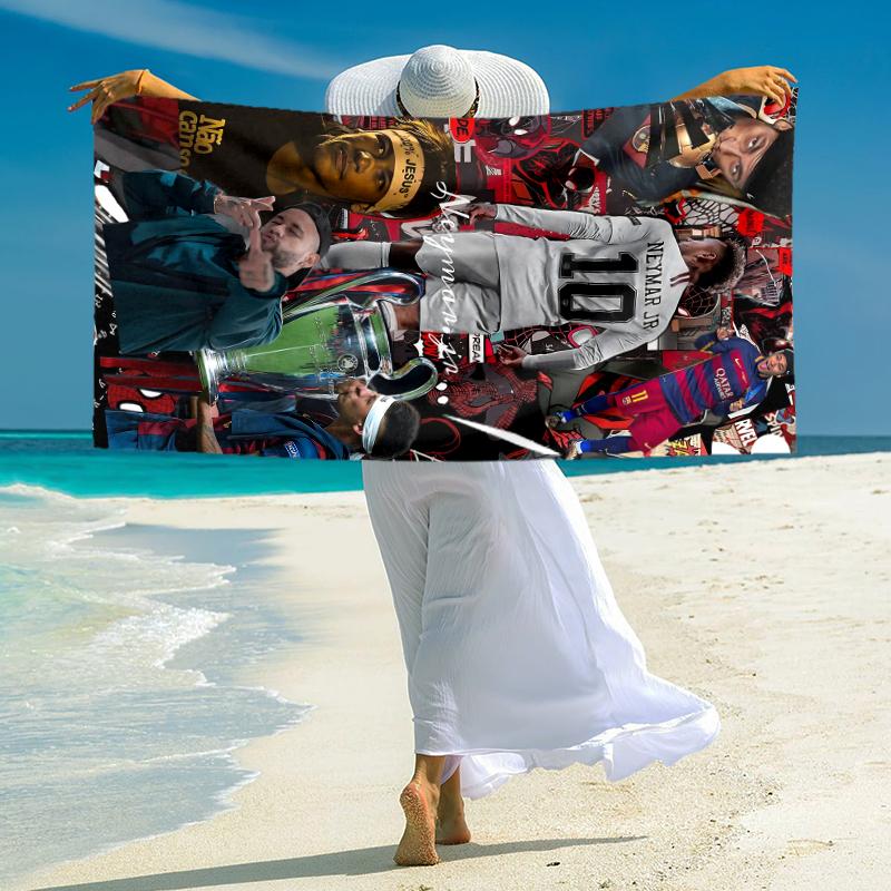1pc Football Stars Celebration Microfiber Quick Dry Beach Towel Absorbent Soft Oversized Sand Free Towel for Travel Pool Gym Swimming Yoga 20a113