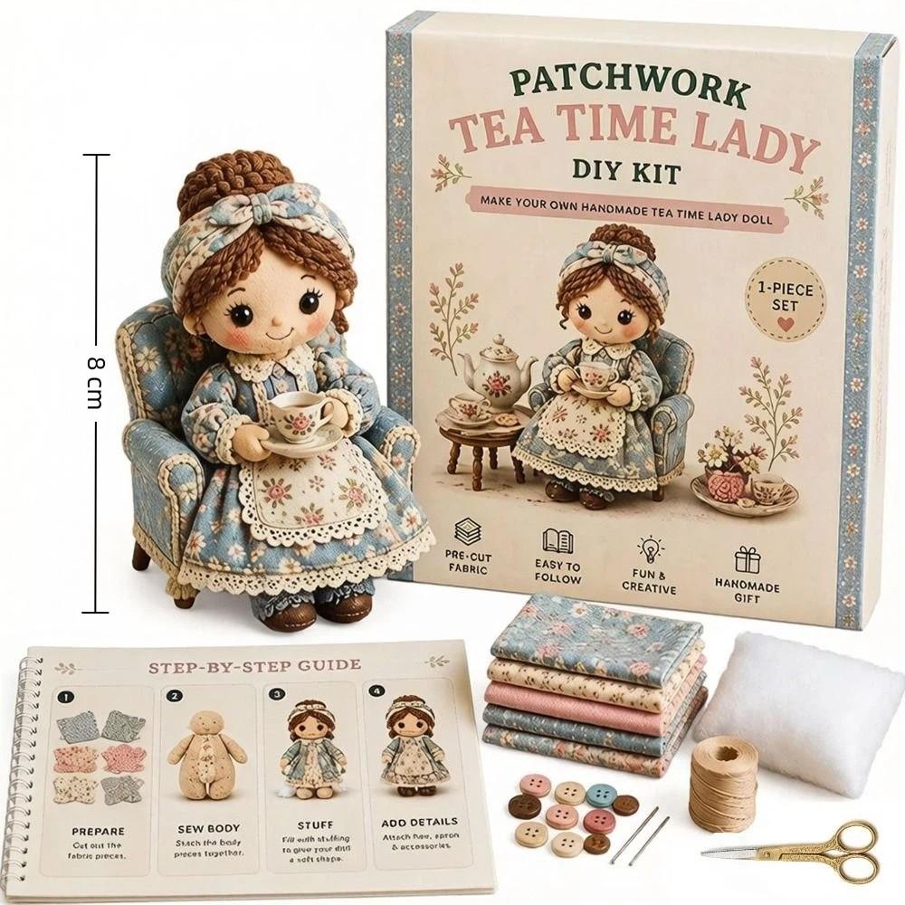 Knitting Grandma Sewing Lady Patchwork DIY Collection Kit Fabric Sewing Kit  for Adults Beginners