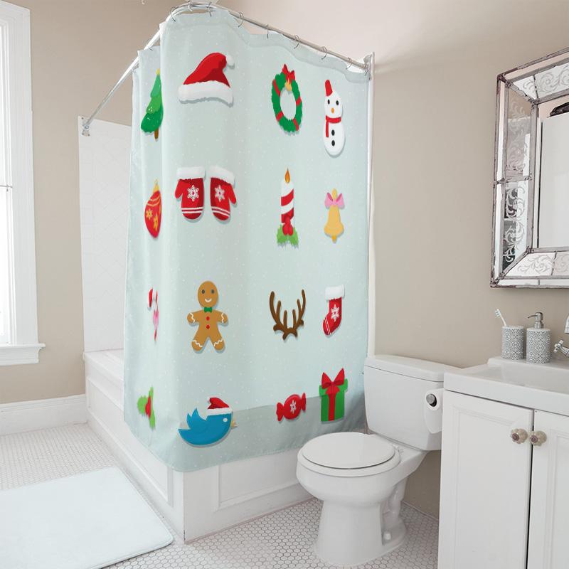 Tu Christmas Shower Curtain Festive Holiday Decor Bathroom Set Waterproof Farmhouse Style Modern Pattern Home Decoration Backdro