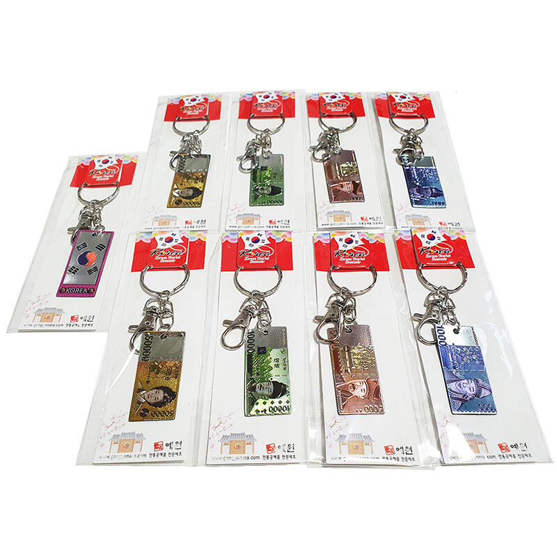 Korean Currency Etched Rubber Magnet Keychain (9 Pieces)