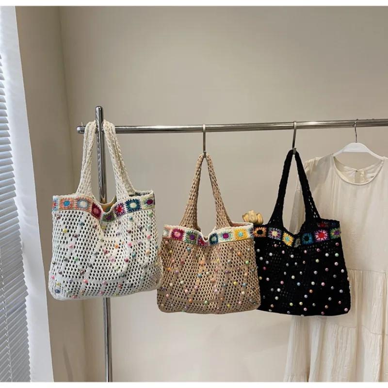 2026  Lazy Style Large Capacity Weave Commute Shoulder Bags Fashi Casual Versatile Seaside Vacati Women's Tote Bag