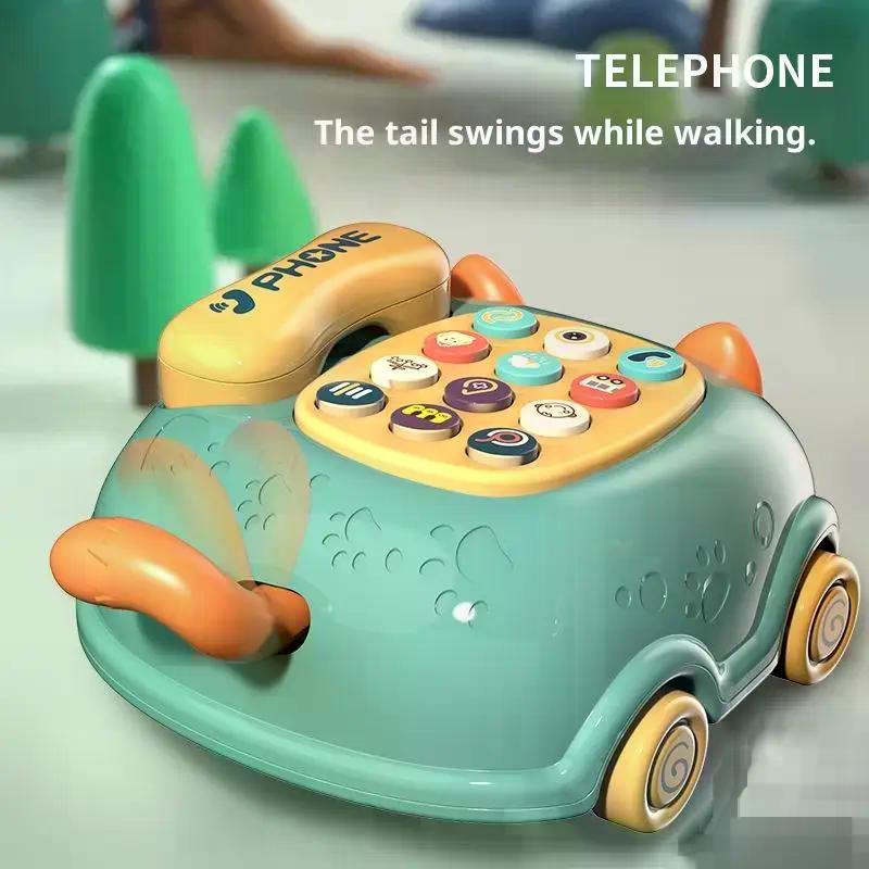 1Pcs Toddler Learning Toy With Lights Cat Telephone Story Early Education Montessori Gift Baby 3-In-1 Musical Phone Toys