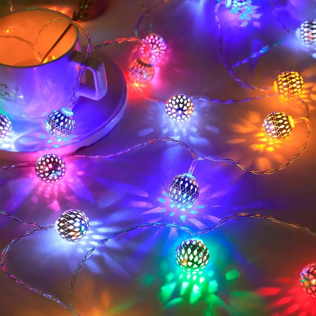 1PC LED Moroccan Ball String Lights Fairy Atmosphere Light Battery Powered For Home Bedroom Living Room Party Wedding Decor