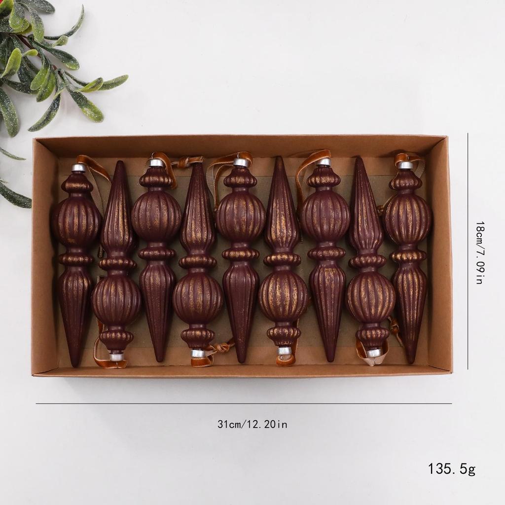 Vintage Spitzkegel Weihnachtsbaumschmuck, 6-teiliges Set - 16cm Unregelmäßige Kugeln für Baum- & Fensterdekoration