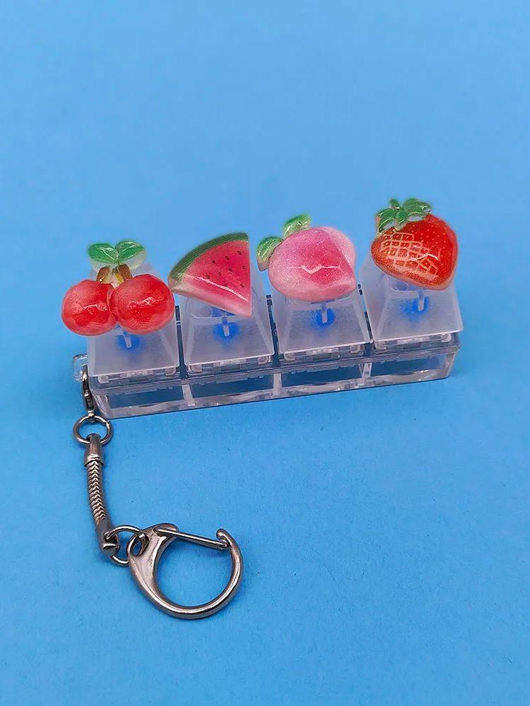 Keychain Keycap Mobile Phone Pendant Fruit Cute Kawaii Keyring Fingertip Decompression Novelty Pop Fidget Toy Valentine Holiday Gift