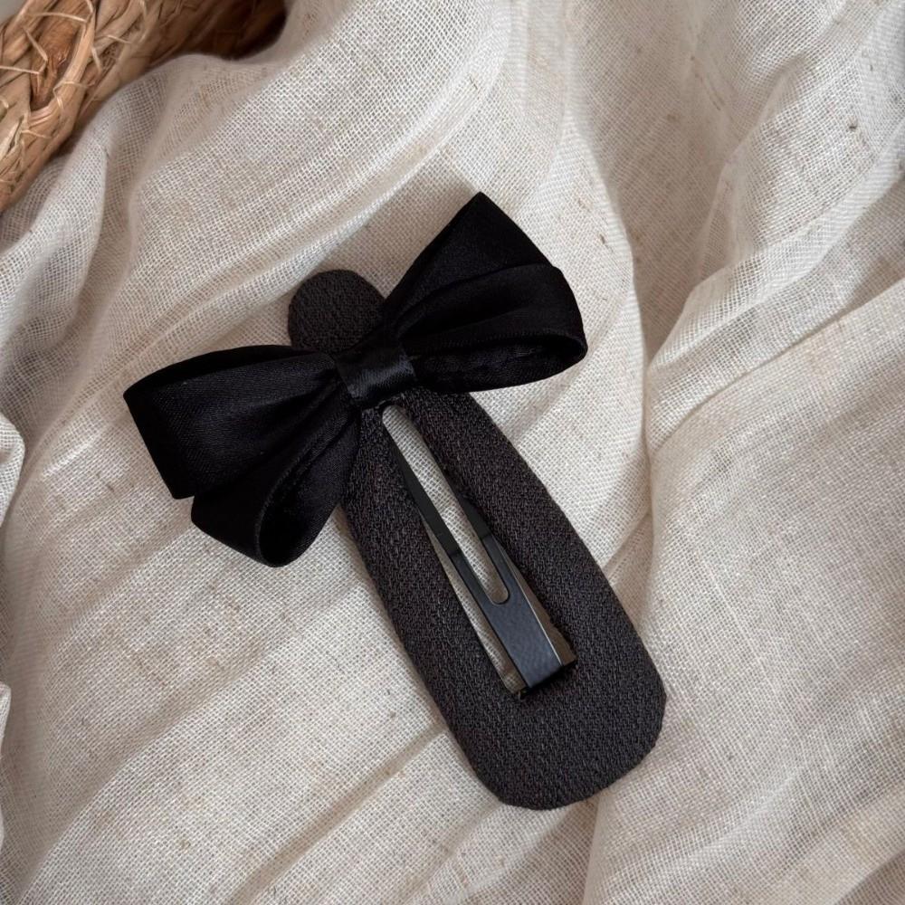 Elegant Design Bowknot BB Hair Clips Solid Color Hair Clip for Bangs Elegant Hair Bows  Girls чёрный