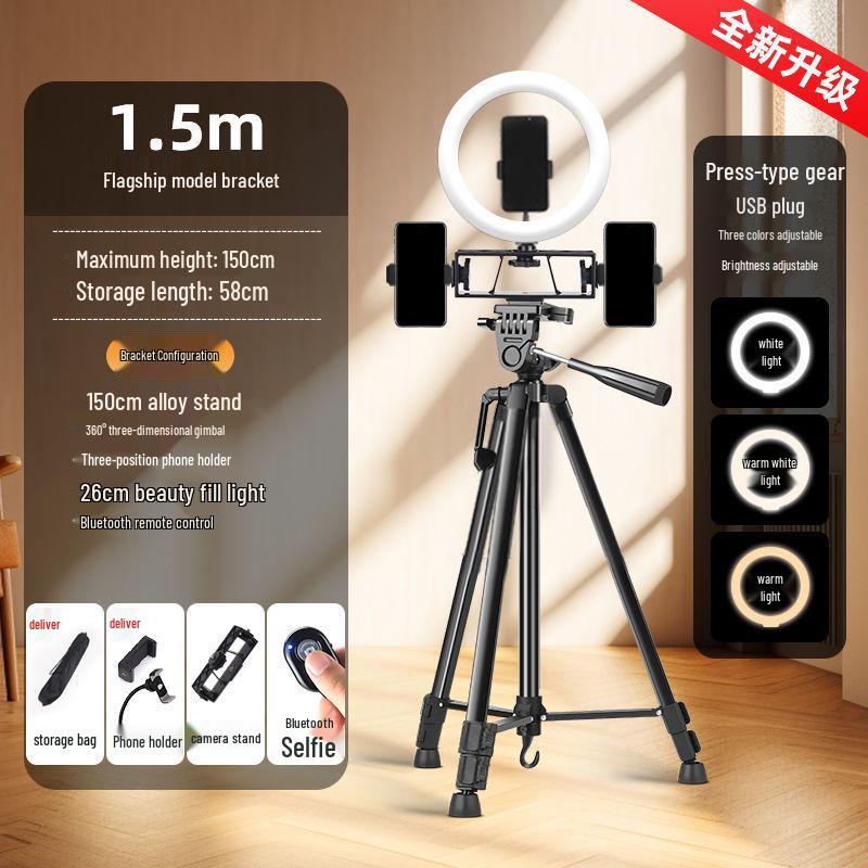 Selfie-Stick & Stabilisator: Telefon-/Kamera-Stativ mit Fülllicht für Live-Streaming & Outdoor-Videos