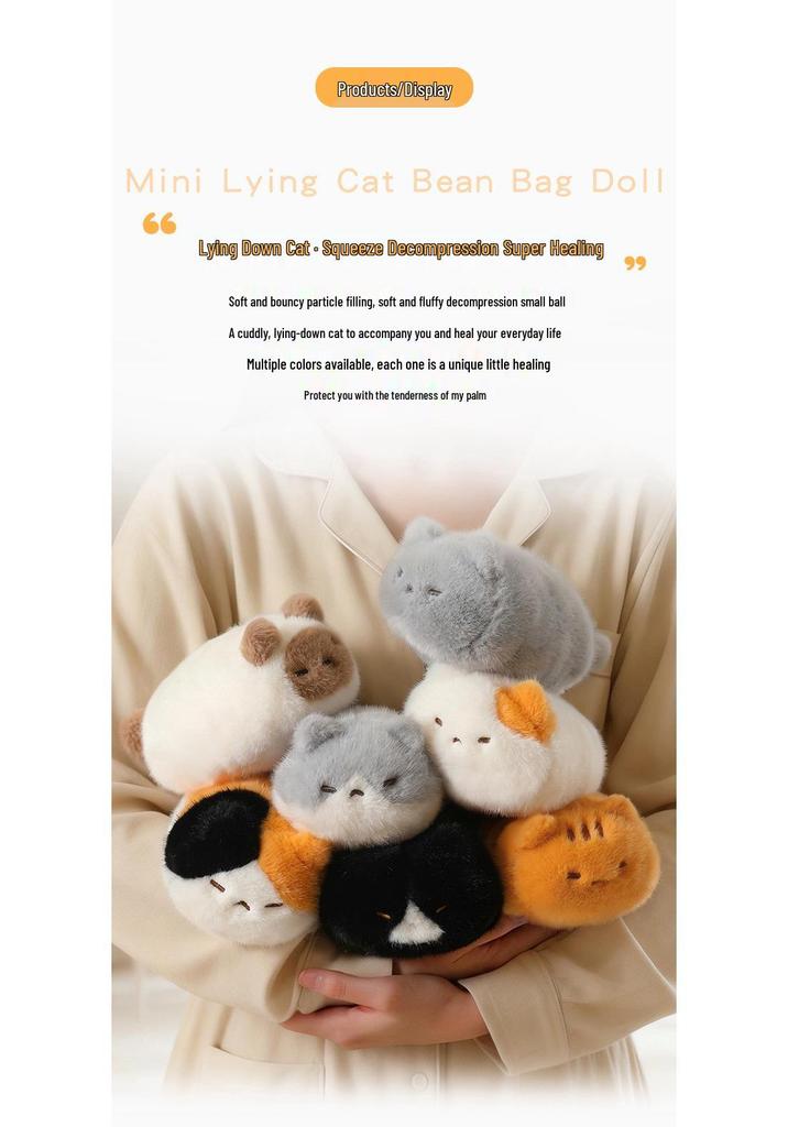Cute Cat Squeeze Plush Toy - Small Desk Companion for Office, Cartoon Girl Gift