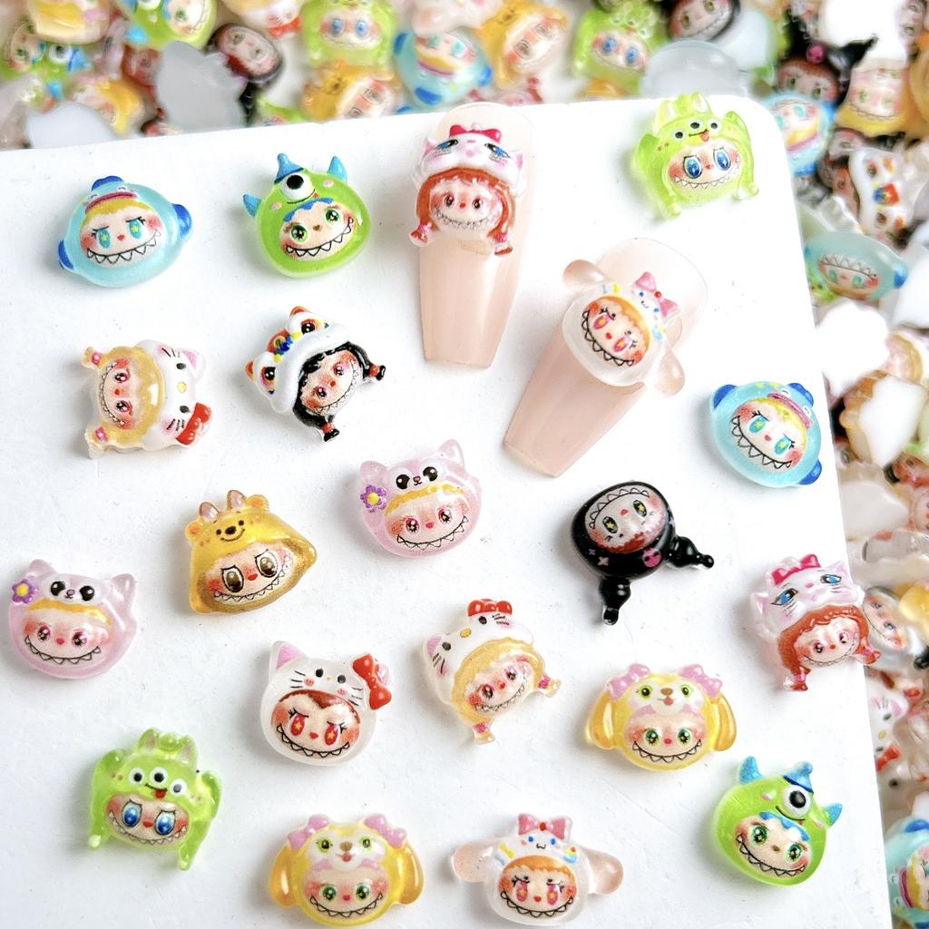 Accesorios de Arte de Uñas de Dibujos Animados Labubu Muñeca 3D Linda Mixta Funda de Teléfono Materiales de Decoración Hechos a Mano Bricolaje