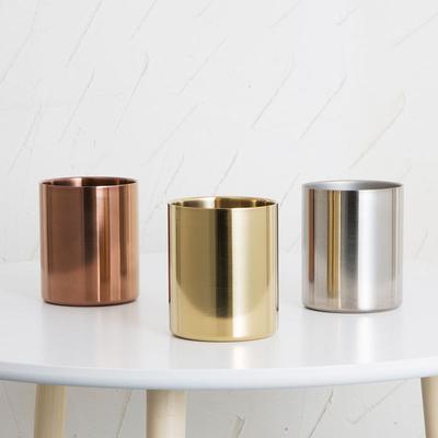 Runder Stifthalter Edelstahl Metall Schreibtischornament Nordische Schreibwaren Stifteinsatz Goldene Vase Make-up Pinsel Aufbewahrungsbox