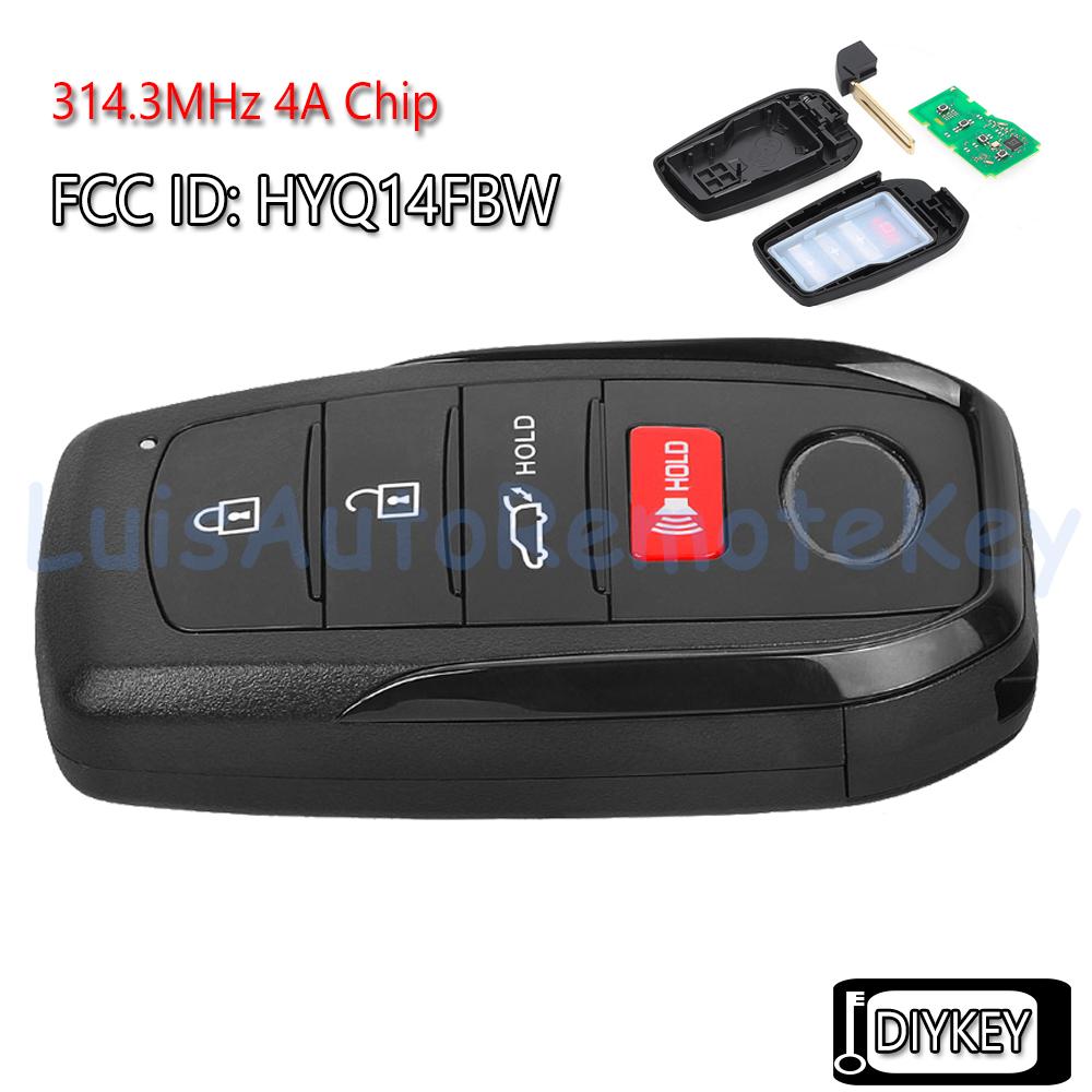 Télécommande intelligente pour clé de voiture 3/4 boutons 314,3 MHz Puce 4A pour Toyota Corolla Cross 2022 2023 2024 2025 ID FCC: HYQ14FBW