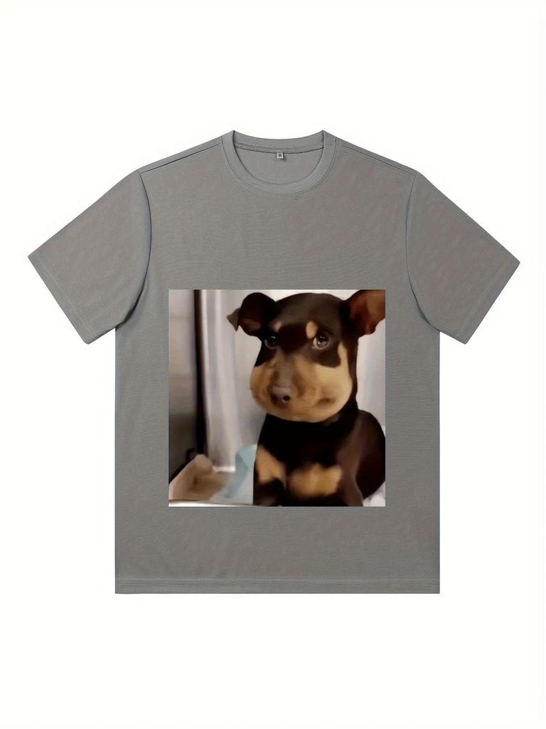 Rolig Hund Stungen Av Ett Bi Tryck T-shirt, T-shirts För Män, Avslappnad Kortärmad T-shirt För Sommaren