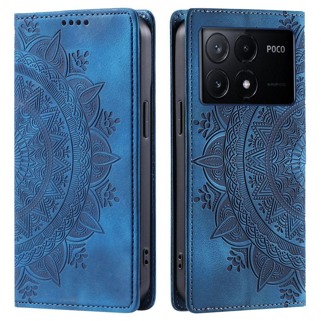 for Xiaomi POCO X6 Pro 5G Mandala Embossed PU Leather Flip Wallet Case Magnetic Closure Cover