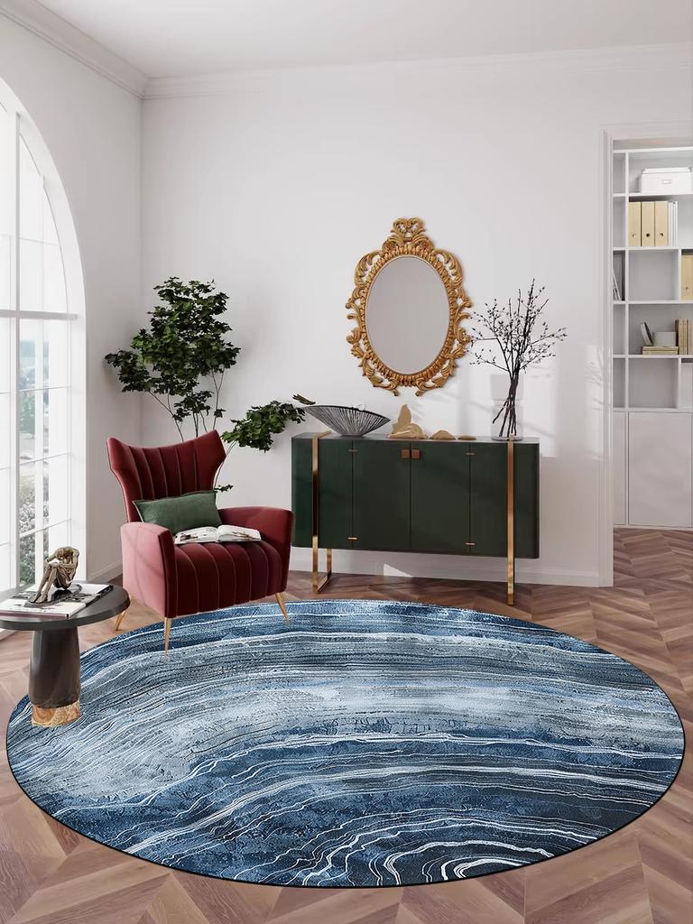 Abstract Artistic Living Room Decor Round Carpet Nordic Style Rugs for Bedroom Bedside Large Area Soft Non-slip Parlor Chair Mat