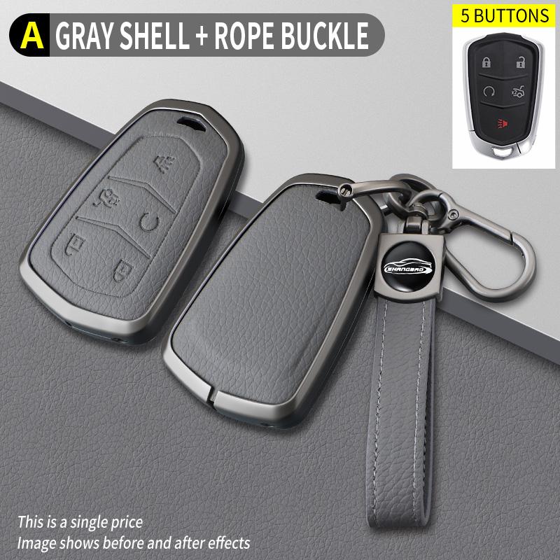 Zinc Alloy Genuine Leather Auto Key Fob Housing Cover Case Fit For Cadillac Ats Ct6 Cts Dts Xt5 Escalade Esv Srx Sts Xts Elr 2014 - Accessory