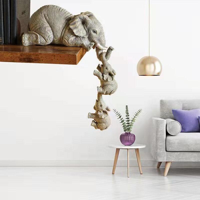American Style Elephant Baby Resin Figurine - Creative Home & Garden Decoration Ornament
