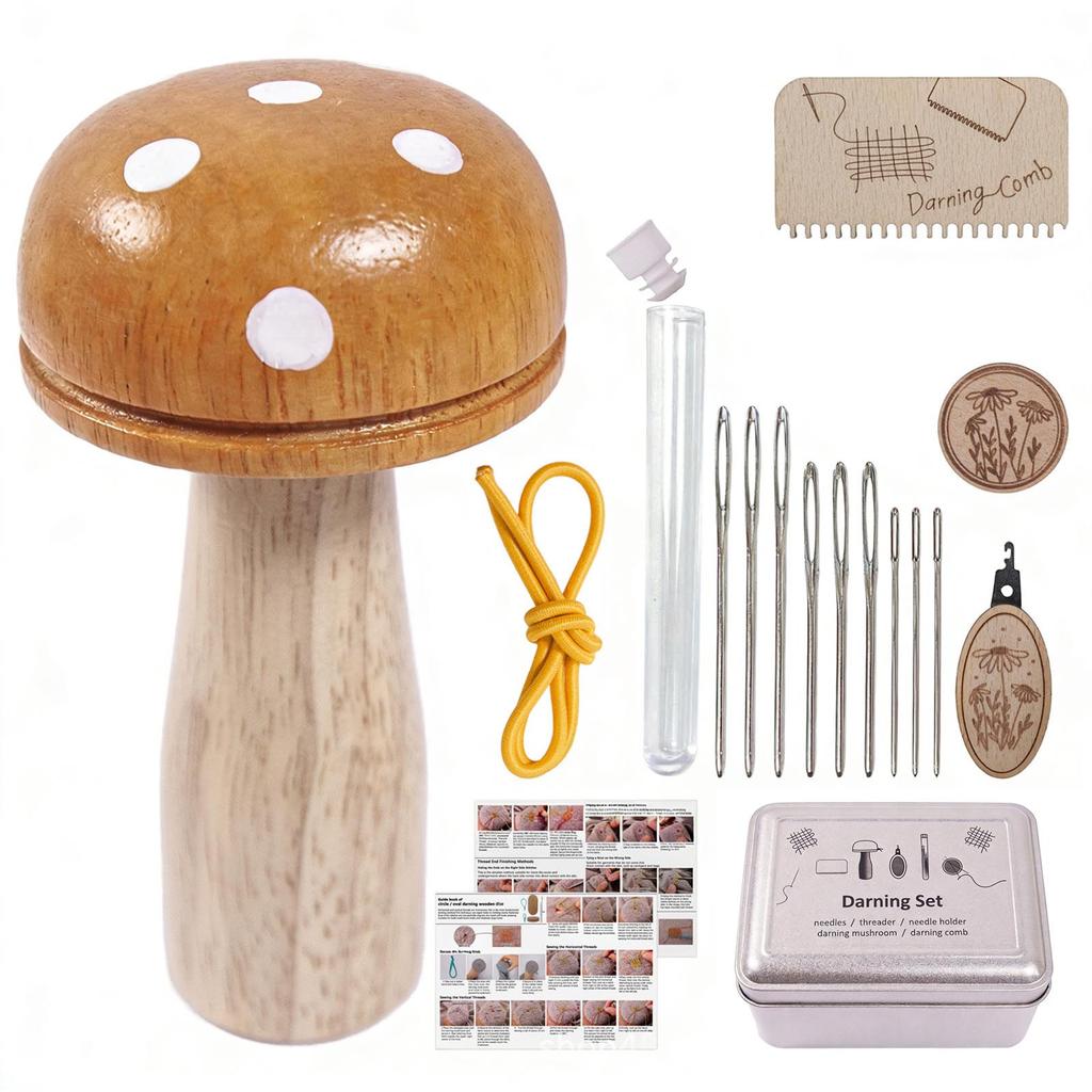 Wood Mushroom Craft Tool Suitable for Darning Embroidery Quilting and Various Textile Art Projects Home or Workshop