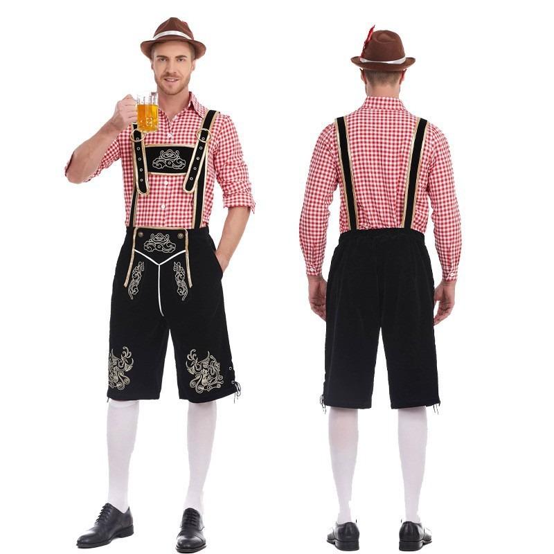 Halloween Traditional Men's Beer Costume Plaid Shirt Suit Stage Costume