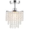 Crystal Ceiling Light with 57 Crystal Strands, Ceiling Light with Mounting Plate for Hallway, Silver Tone