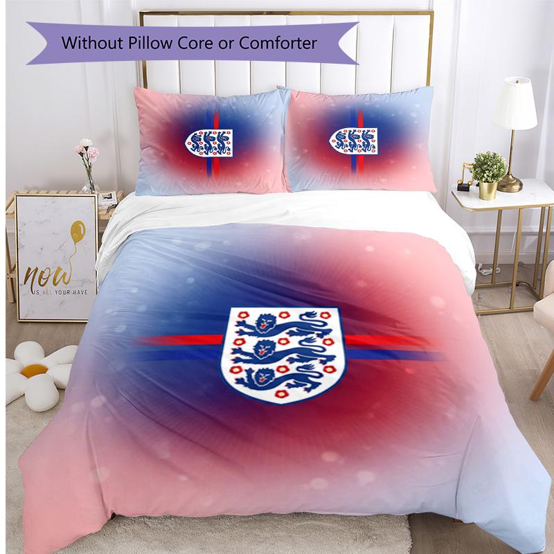 Set Biancheria da Letto Stampata Calcio Inghilterra 3 Pezzi Copriletto Traspirante Accogliente come Regalo per la Casa Nuova o per le Feste