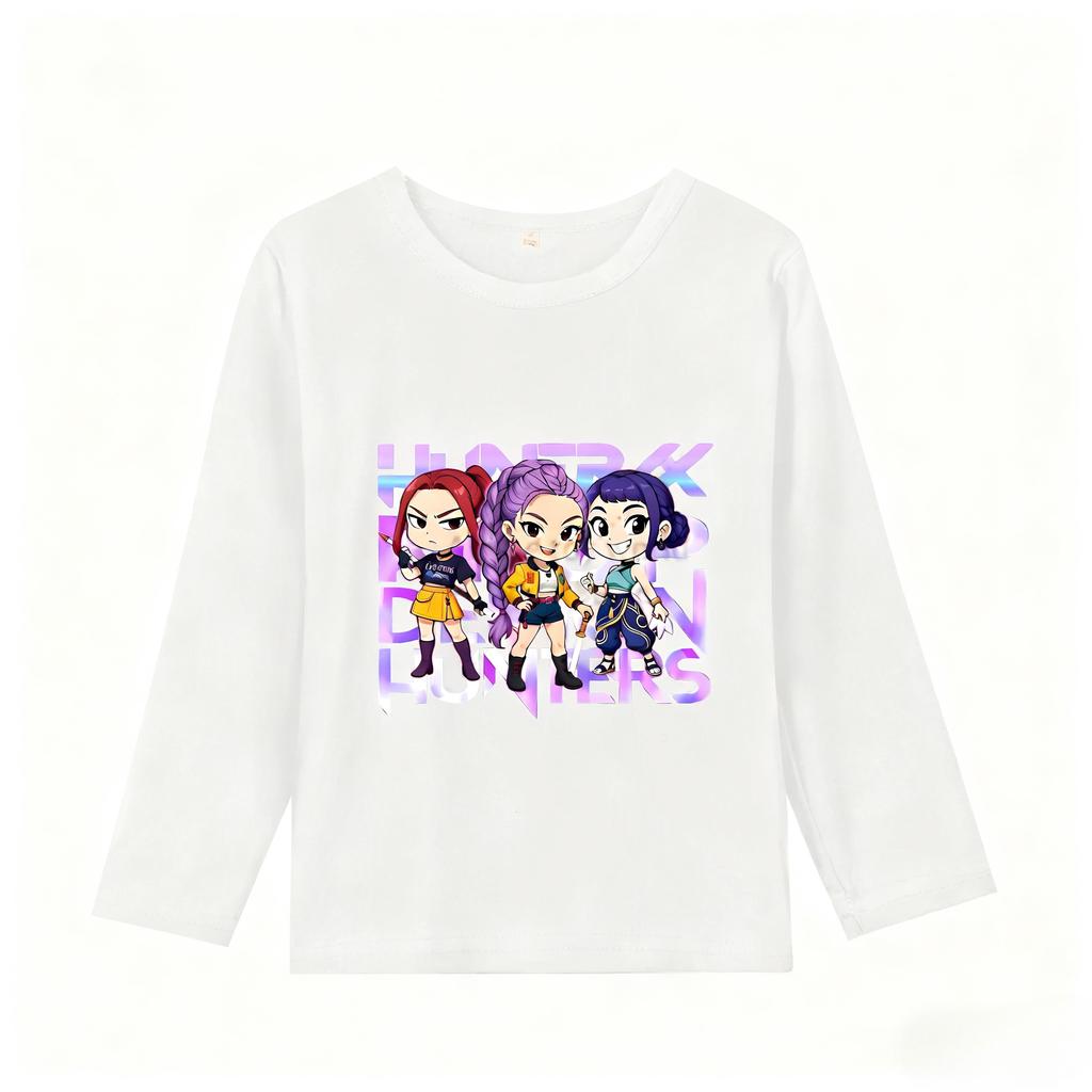 K-Pop Dämonenjägerinnen Langarm-T-Shirts Kawaii Cartoon Bedruckte Oberteile Kinder Freizeit-T-Shirts Herbst Kinderbekleidung