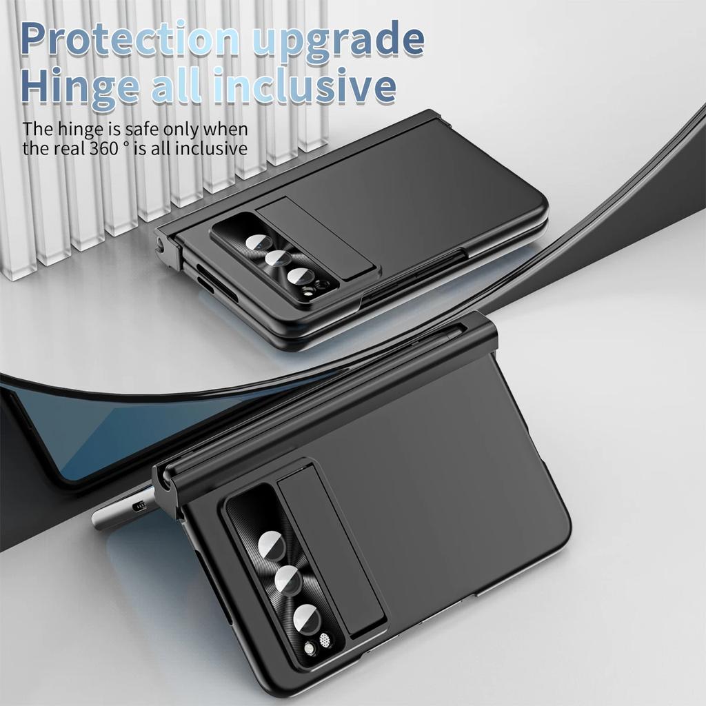 Per Google Pixel Fold Custodia Galvanizzata con Slot Penna Cerniera Protezione Completa Cerniera Magnetica Assorbimento Automatico Copri Telefono