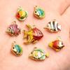9 Styles Stainless Steel 18K Gold Colorful Enamel Ocean Series Fish Pendant DIY Necklace Bracelet Charms