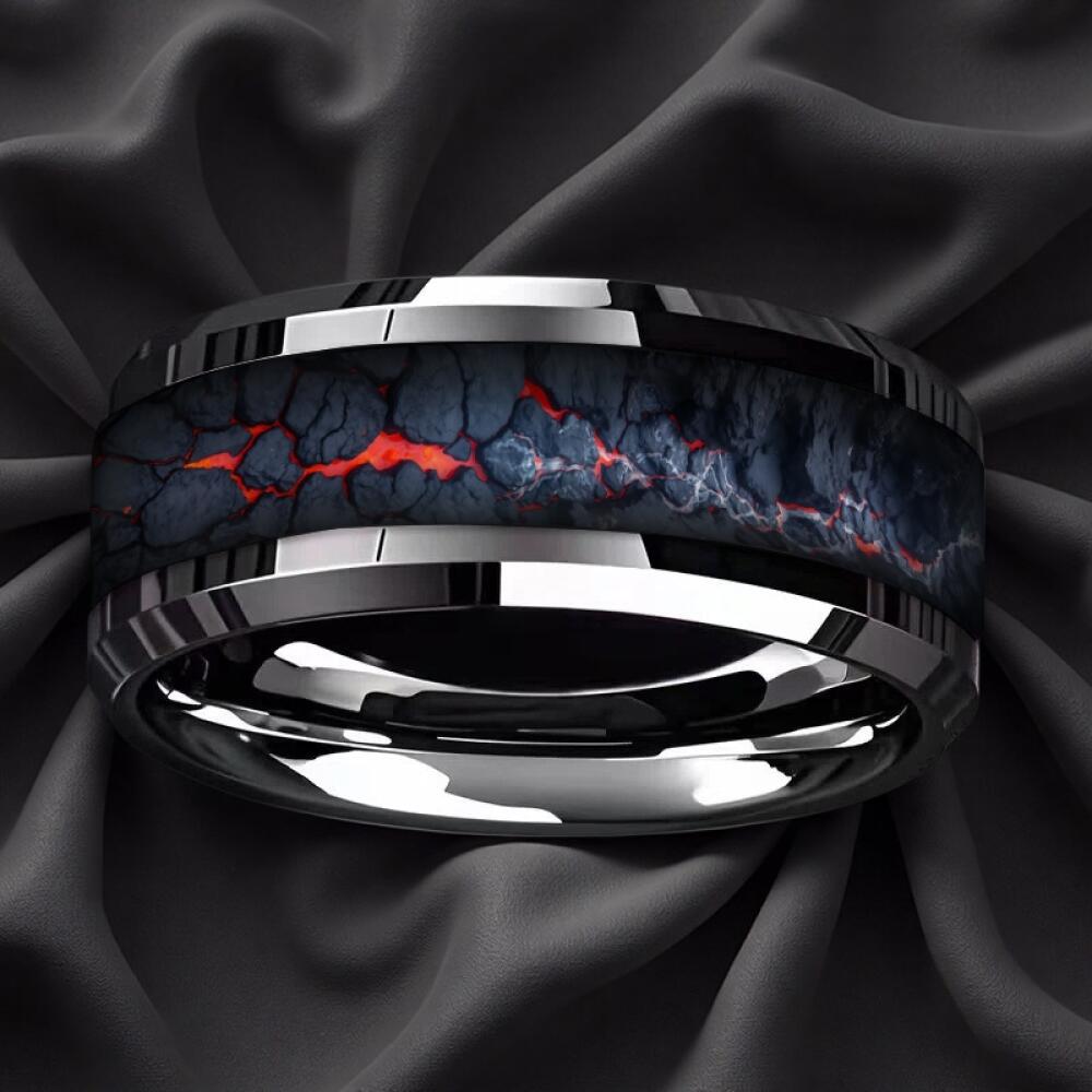 Boho Vintage Colorful Daisy Flower Inlaid Stainless Steel Rings For Women Men High Polished Bevel Edge Wedding Band Jewelry Gift