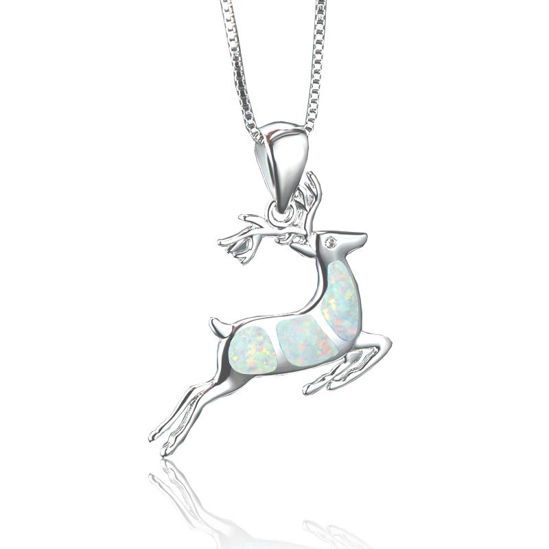 Boho Fashion Flower Pendant Necklace for Women Girl Charm Blue Imitation Opal Necklace Trendy Wedding Party Jewelry