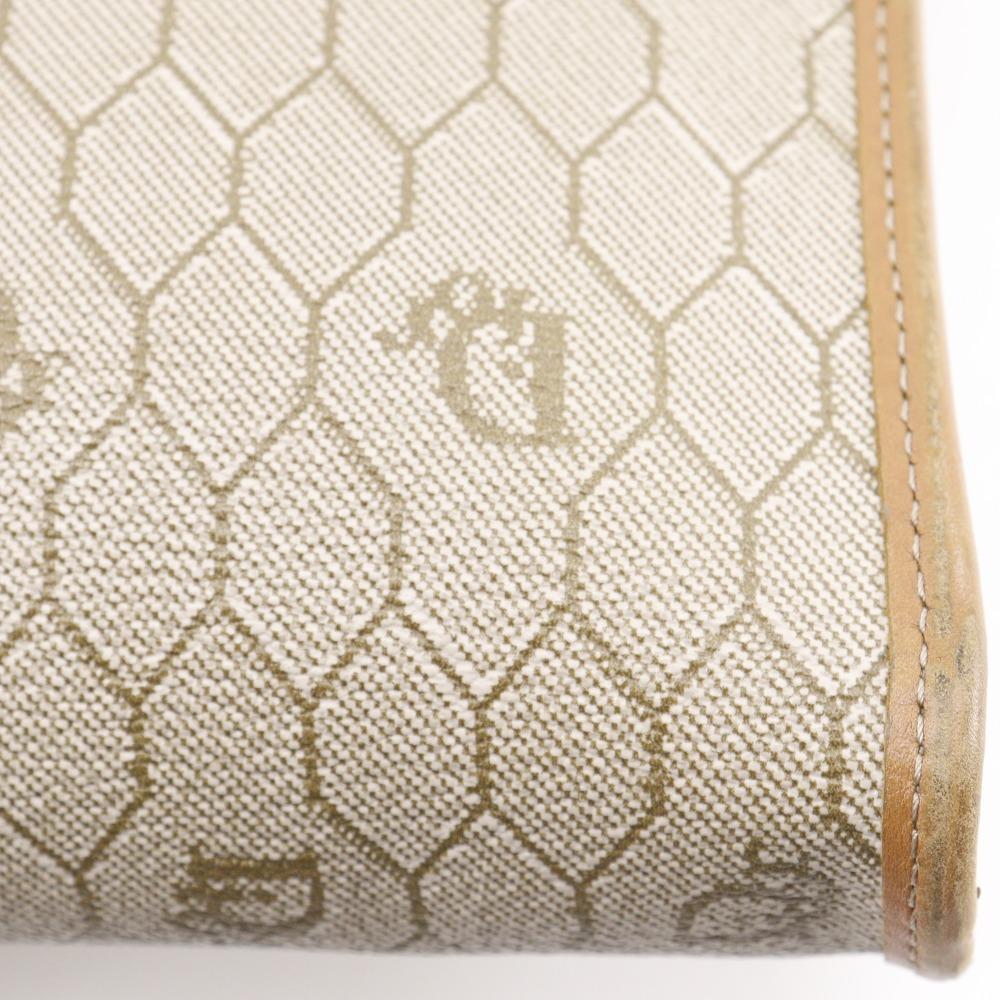Dior Honeycomb Pattern Shoulder Bag vintage beige PVC Women Used