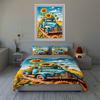 Vintage truck sunflowers Bedding Duvet cover sets Duvet covers Pillowcases gifts (1 * Duvet Cover 2 * Pillowcases, without duvet insert)