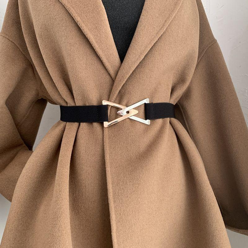 Black Elastic Modern Waist Belt With Beautiful Triangle Clip Designed Women For