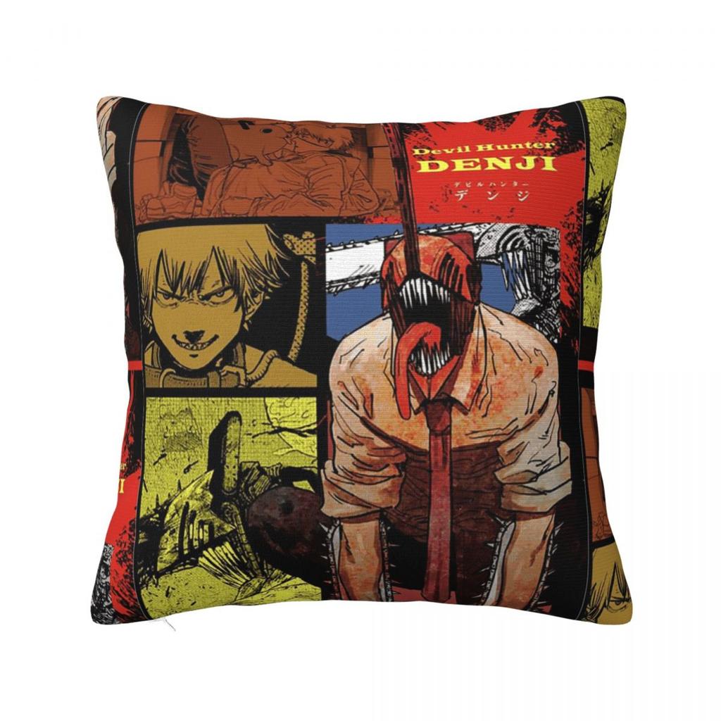 Anime Chainsaw Man Square Pillow Covers Bed Car Cushion Cover Creative Throw Pillow Case