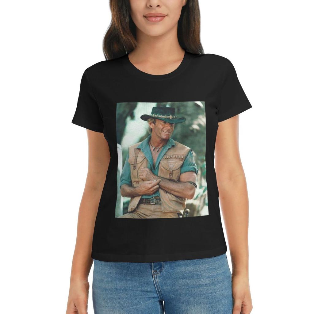 T-shirt da Donna Paul Hogan Crocodile Dundee Estiva Manica Corta Girocollo Cotone Magliette Abbigliamento Top Streetwear