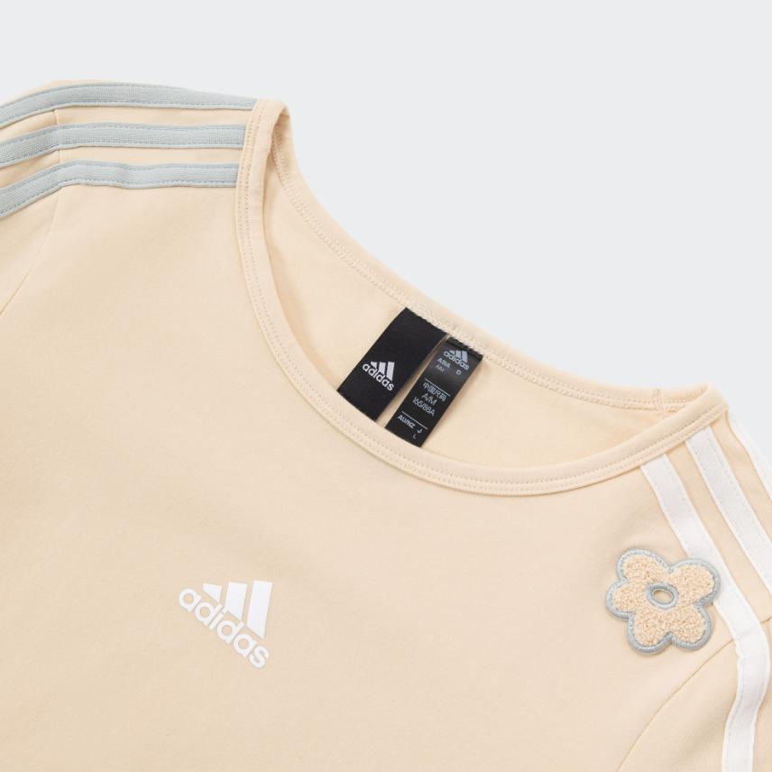 Adidas Gestreiftes Sport-Langarmshirt mit Buchstabenprint Damen Tops Rock-Sandsturm IX5645