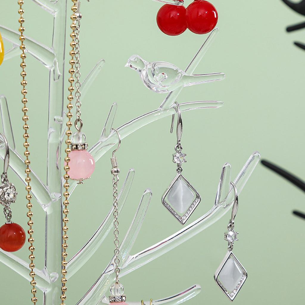 1pc,Tree Shaped Jewelry Display Stand with Tray, Earrings, Necklaces, Rings, Jewelry Storage Rack, Desktop Jewelry Tower