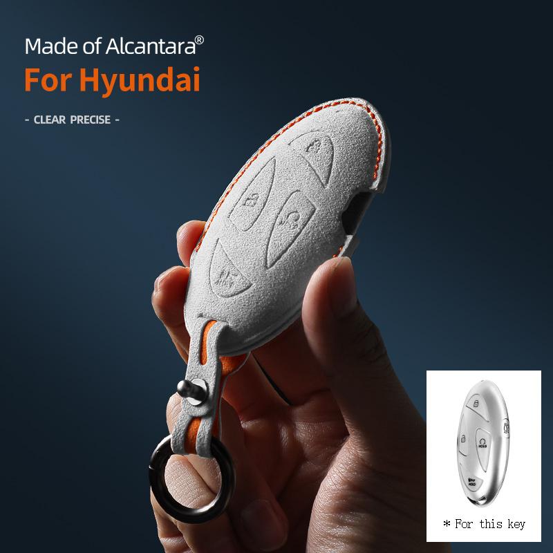 5 Buttons Car Key Case For Hyundai Grandeur Gn7 Kona Ev Ioniq 6 Auto Smart Remote Suede Keychain Cover Shell Accessories