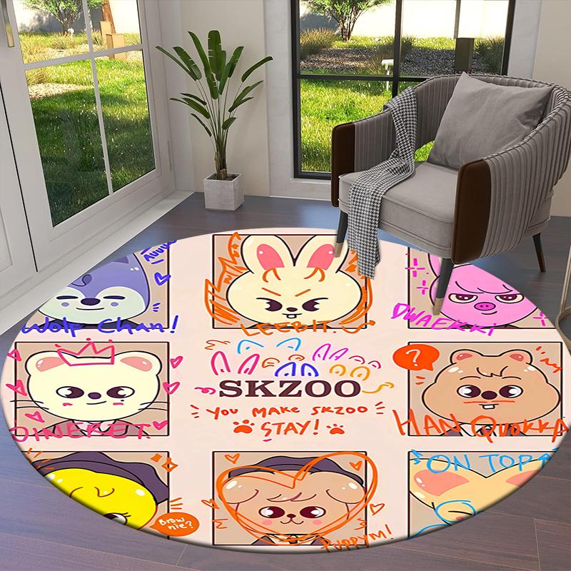 SKZ Round Area Rug,Carpet Rug for Living Room Bedroom Sofa Playroom Decor,Non-slip Floor Mat