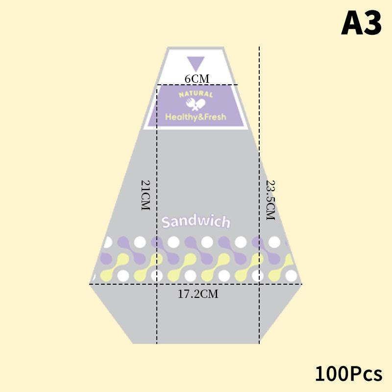 100Pcs Sandwich Packaging Transparent Baked Food Grade Easy To Tear Triangle Cake Disposable Packaging Transparent Bag