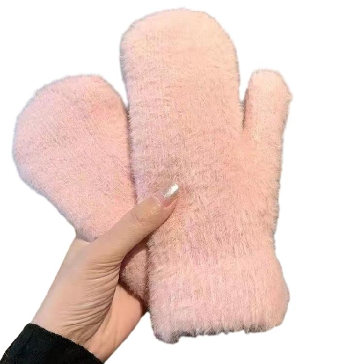 Winter Warm Gloves Faux Furs Gloves Stretchy Cuff Comfortable Wear for Skating