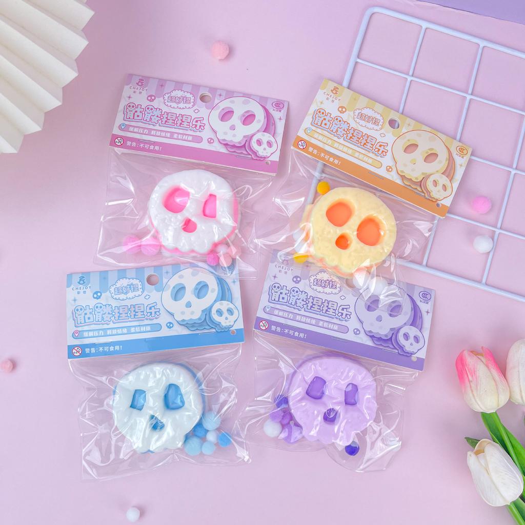 Taba Squishy kawaii Hexoween Gift  Funny Cartoon Skull Three Layers Thick Biscuit Fidgeting Kids Toys Adult Funny Holiday Gifts
