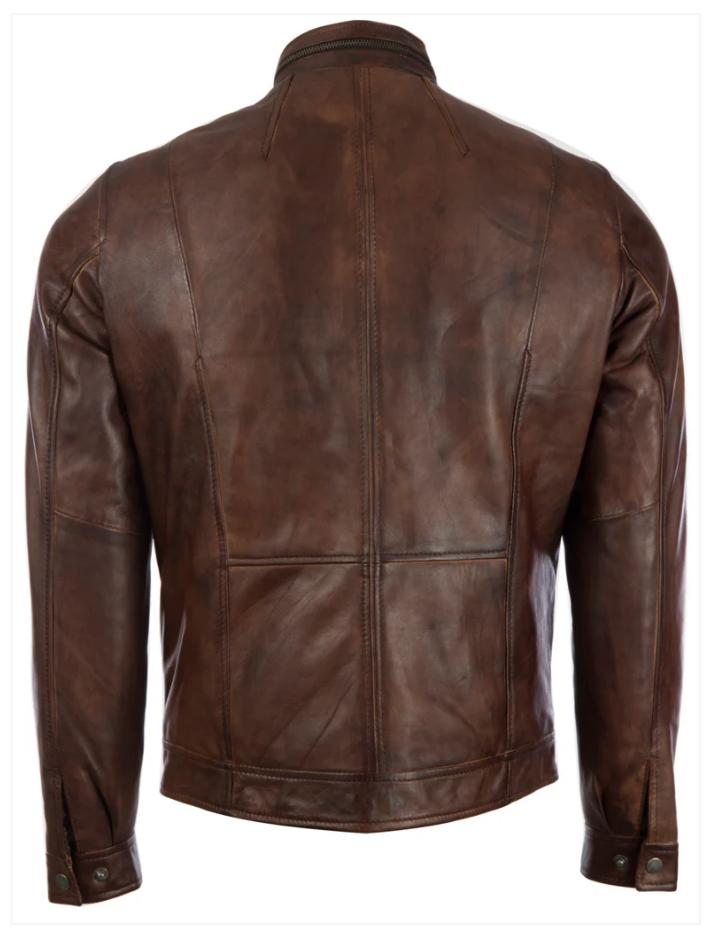 AVIATRIX Men's Real Leather Biker Jacket (2ZCV) - Brown
